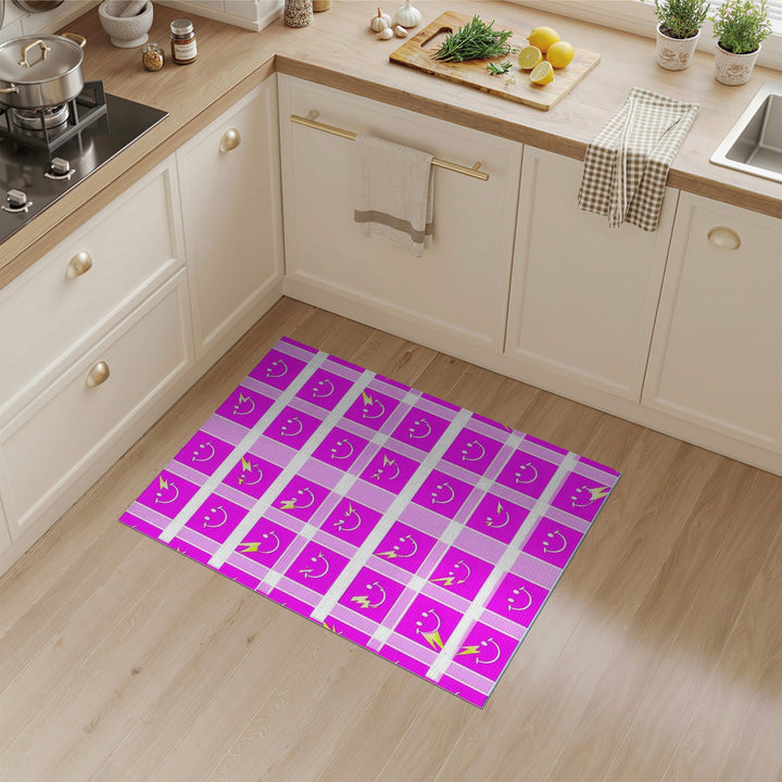 Pink Lightning Smiley Kids Cartoon Rug