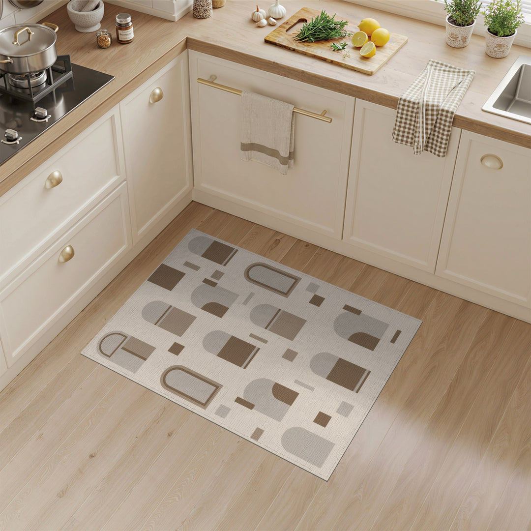 Beige and Neutral Beige Arch Geometric Area Rug