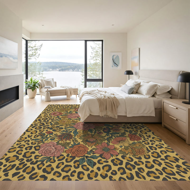 Vintage Floral Leopard Border Rug