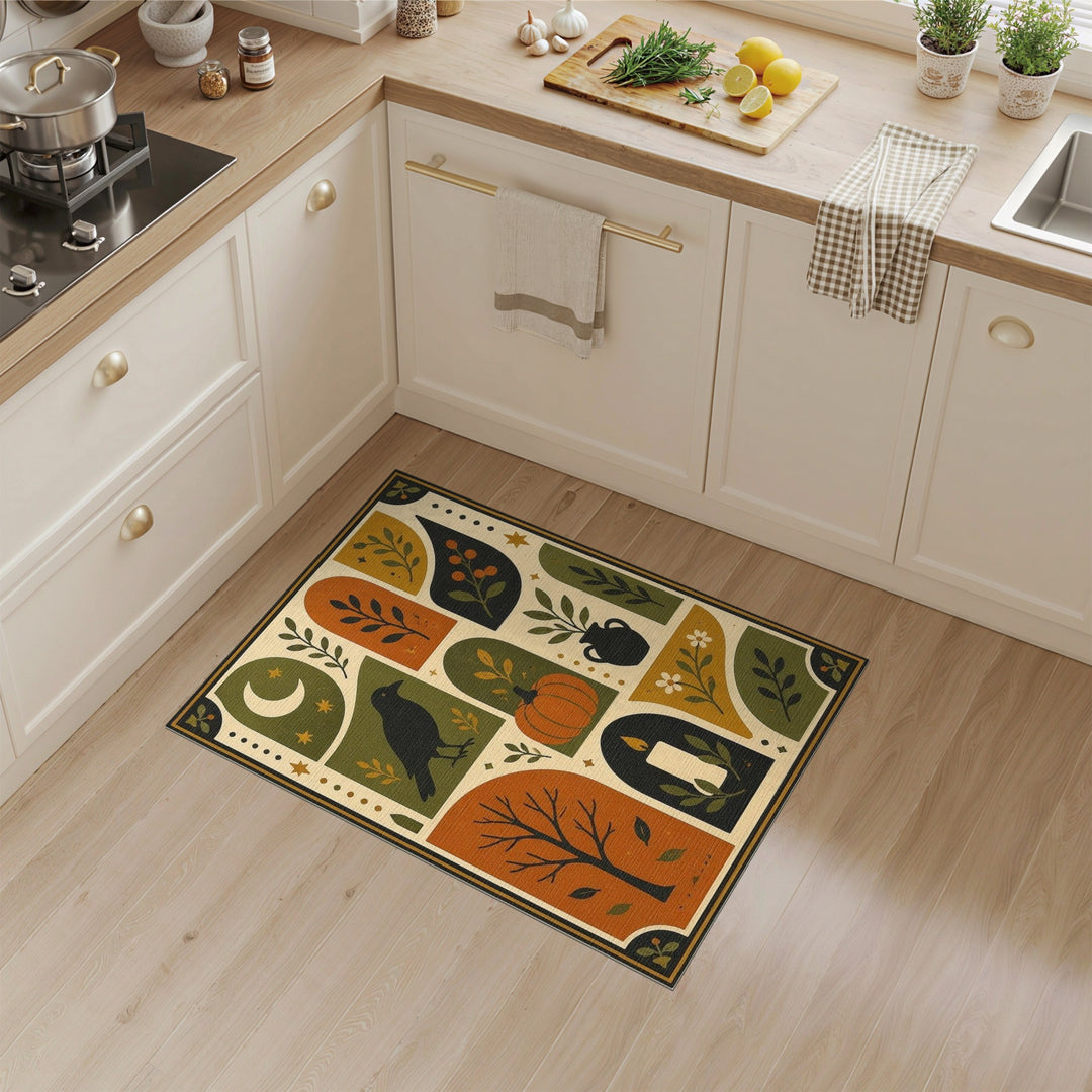 Harvest Moon Bird Pumpkin Area Rug