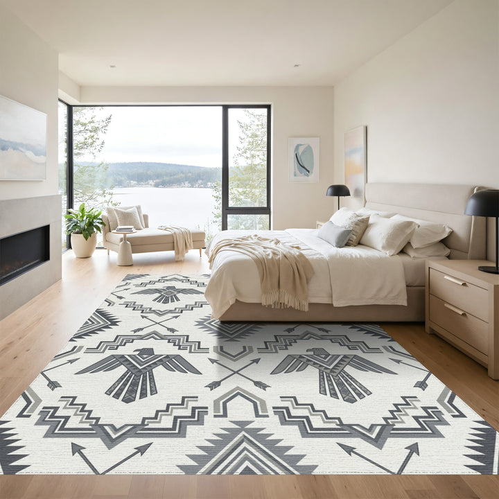 Gray Thunderbird Arrows Geometric Repetition Rug
