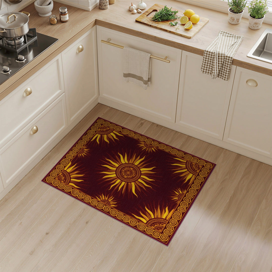 Red Southwestern Sunburst Area Rug