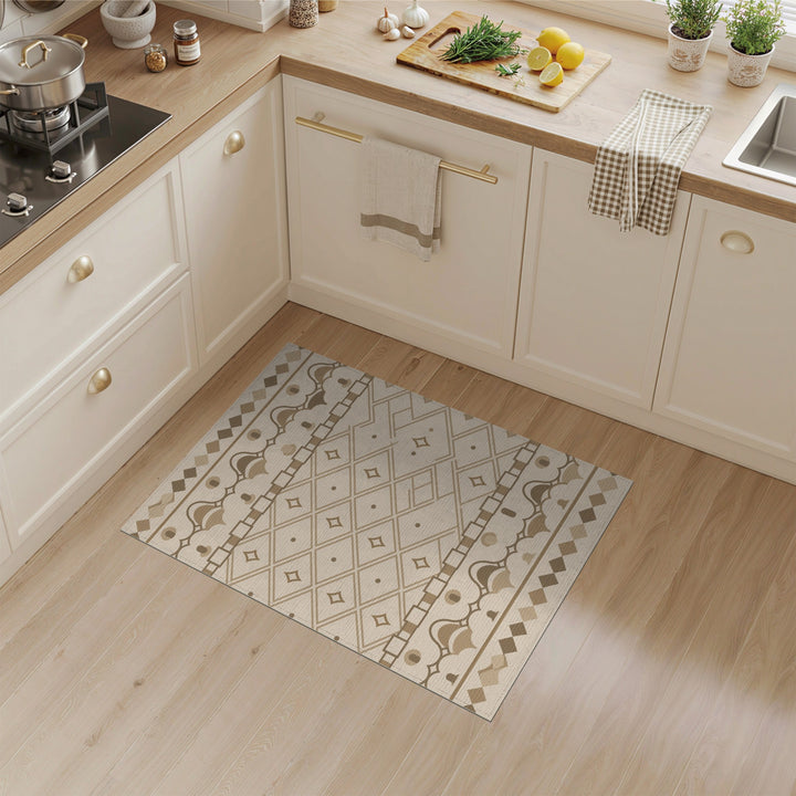 Beige Geometric Lattice Area Rug