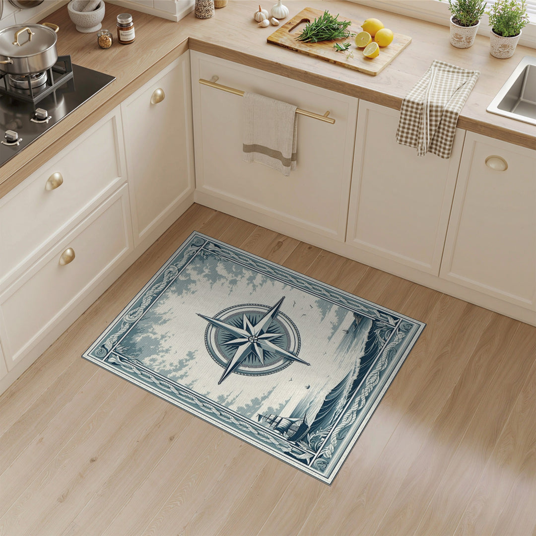 Nautical Compass Rose Coastal Area Rug
