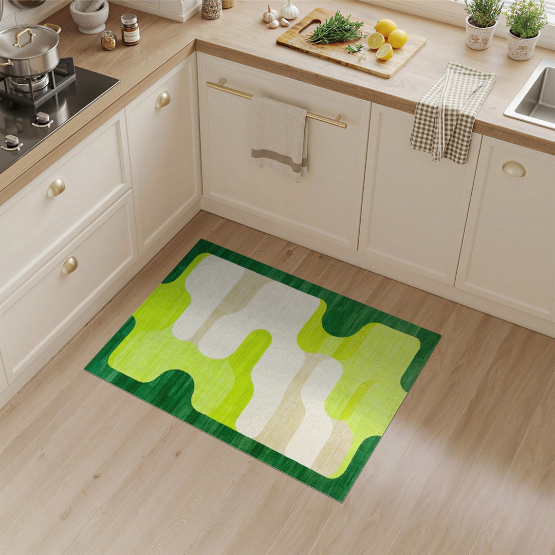 Wave Green Abstract Wave Area Rug
