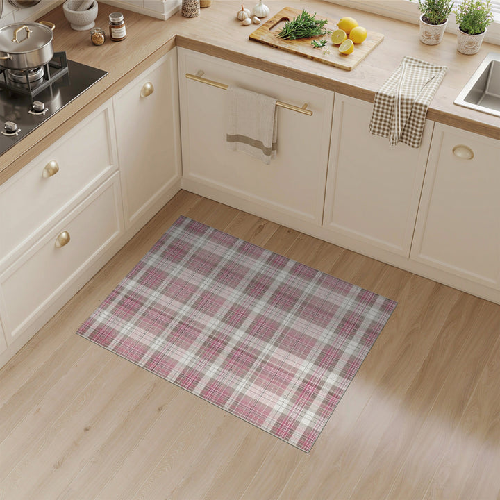 Pink Plaid Washable Geometric Modern Area Rug