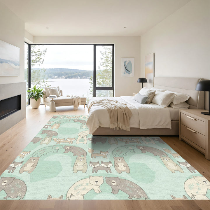 Whimsical Woodland Creatures Pastel Animals Rug
