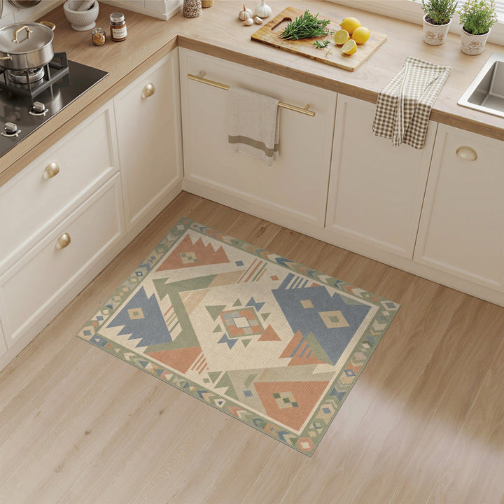 Beige and Neutral Geometric Southwestern Geometric Beige Area Rug