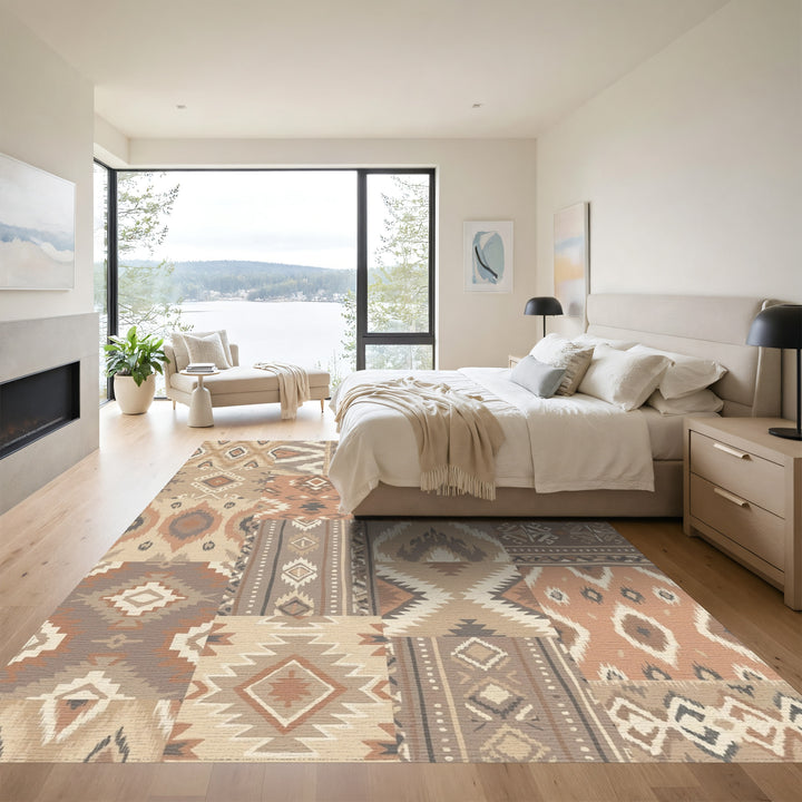 Earthy Patchwork Tribal Diamonds Rug