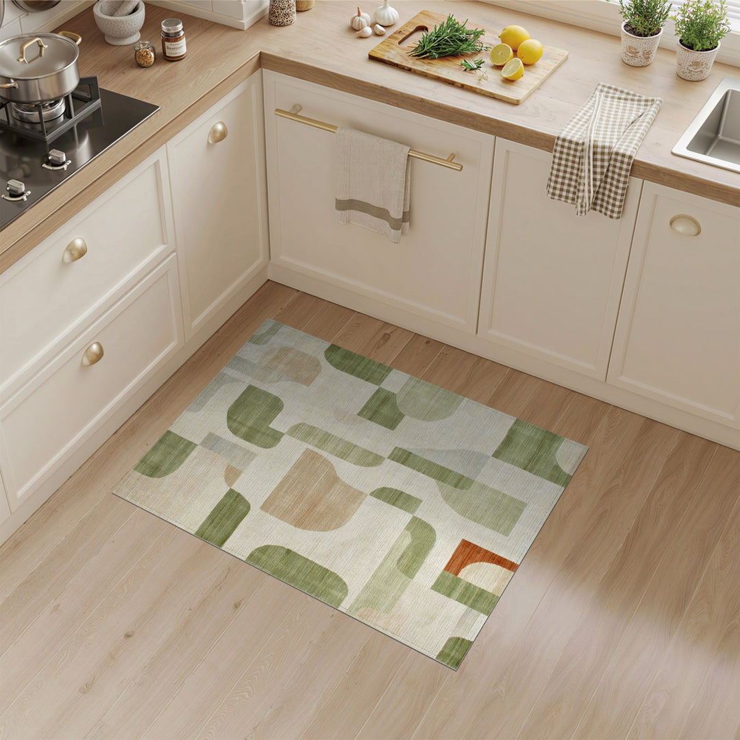 ODIKA Sage Green Abstract Area Rug