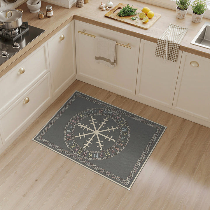 Grey Norse Rune Helm Area Rug