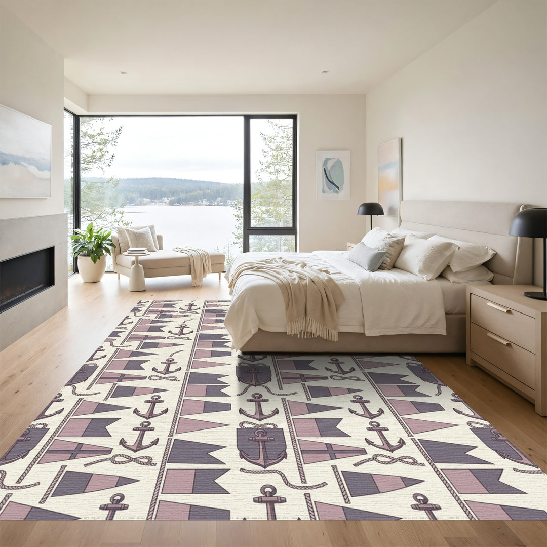 Nautical Anchor Flag Repeating Pattern Rug