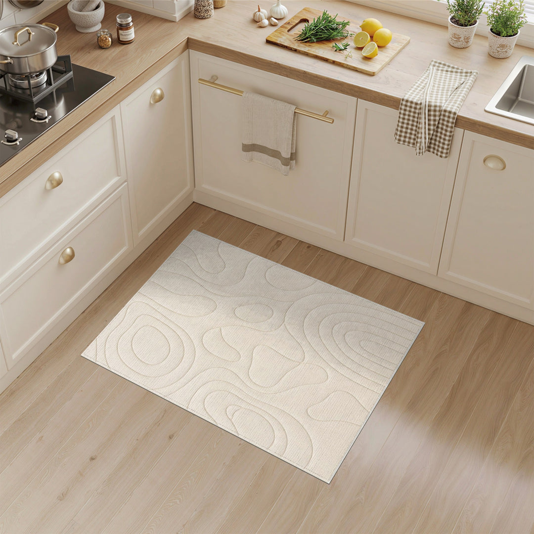 Beige Organic Abstract Area Rug