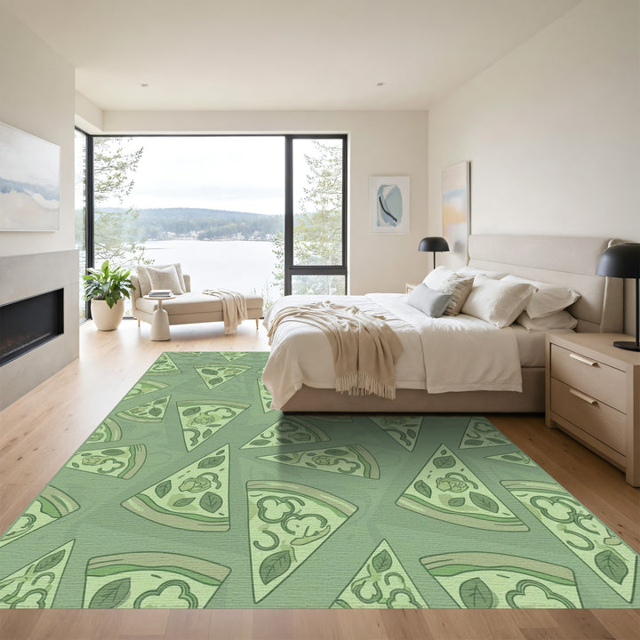 Sage Green Pizza Slice Collage Rug