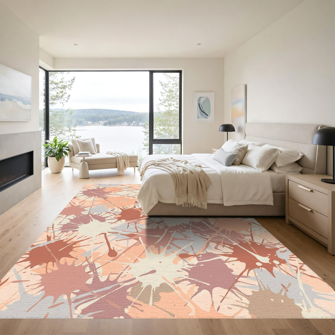Abstract Terracotta Splatter Paint Rug