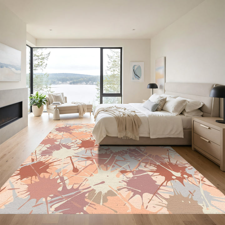 Abstract Terracotta Splatter Paint Rug