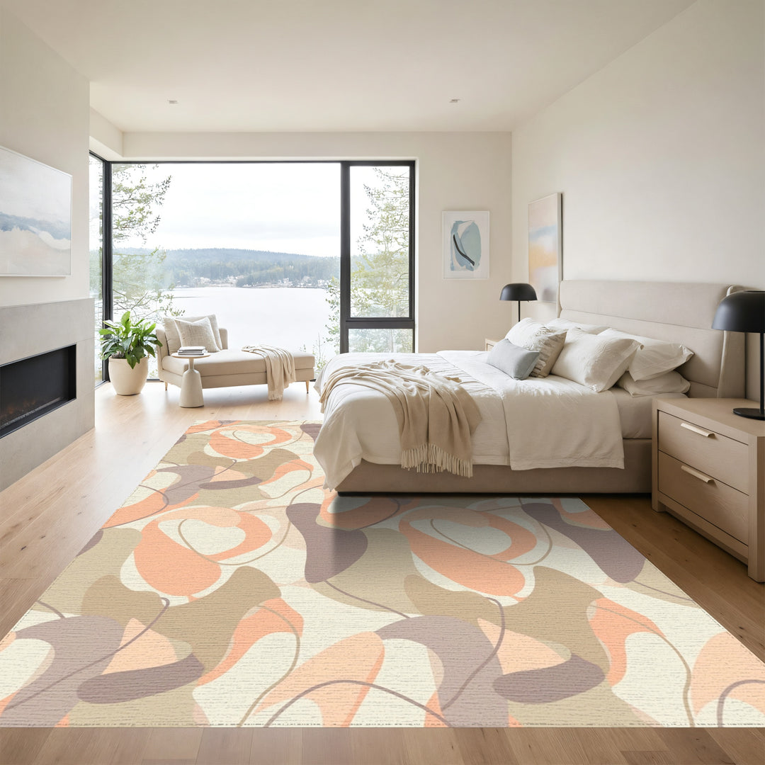 Earthy Abstract Fluid Shapes Rug