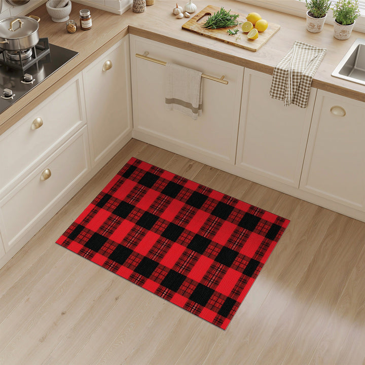 Red Black Red Black Buffalo Check Area Rug