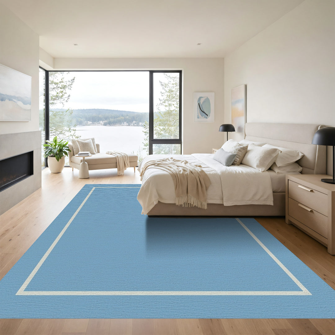 Sky Blue Nested Double Border Rug