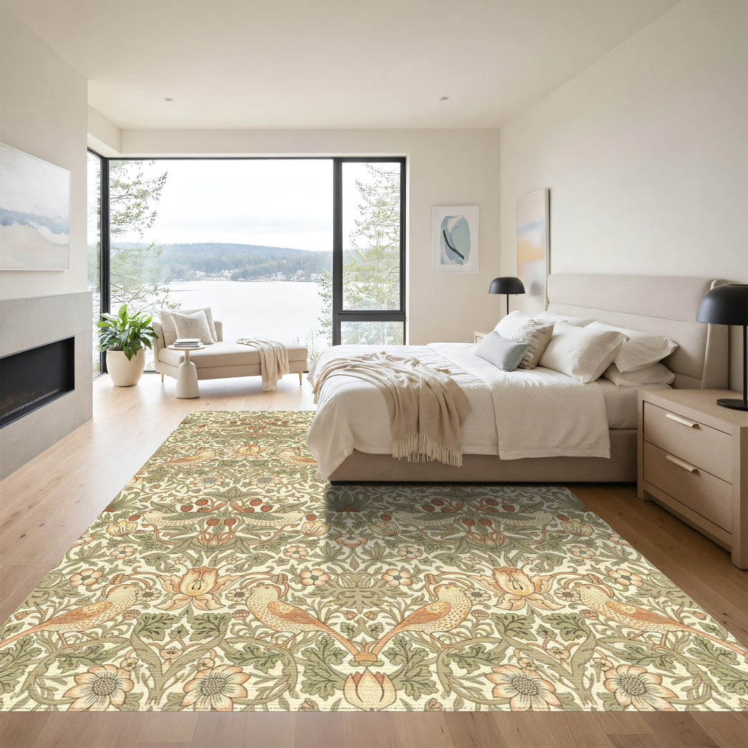 Vintage Bird and Strawberry Woodland Rug
