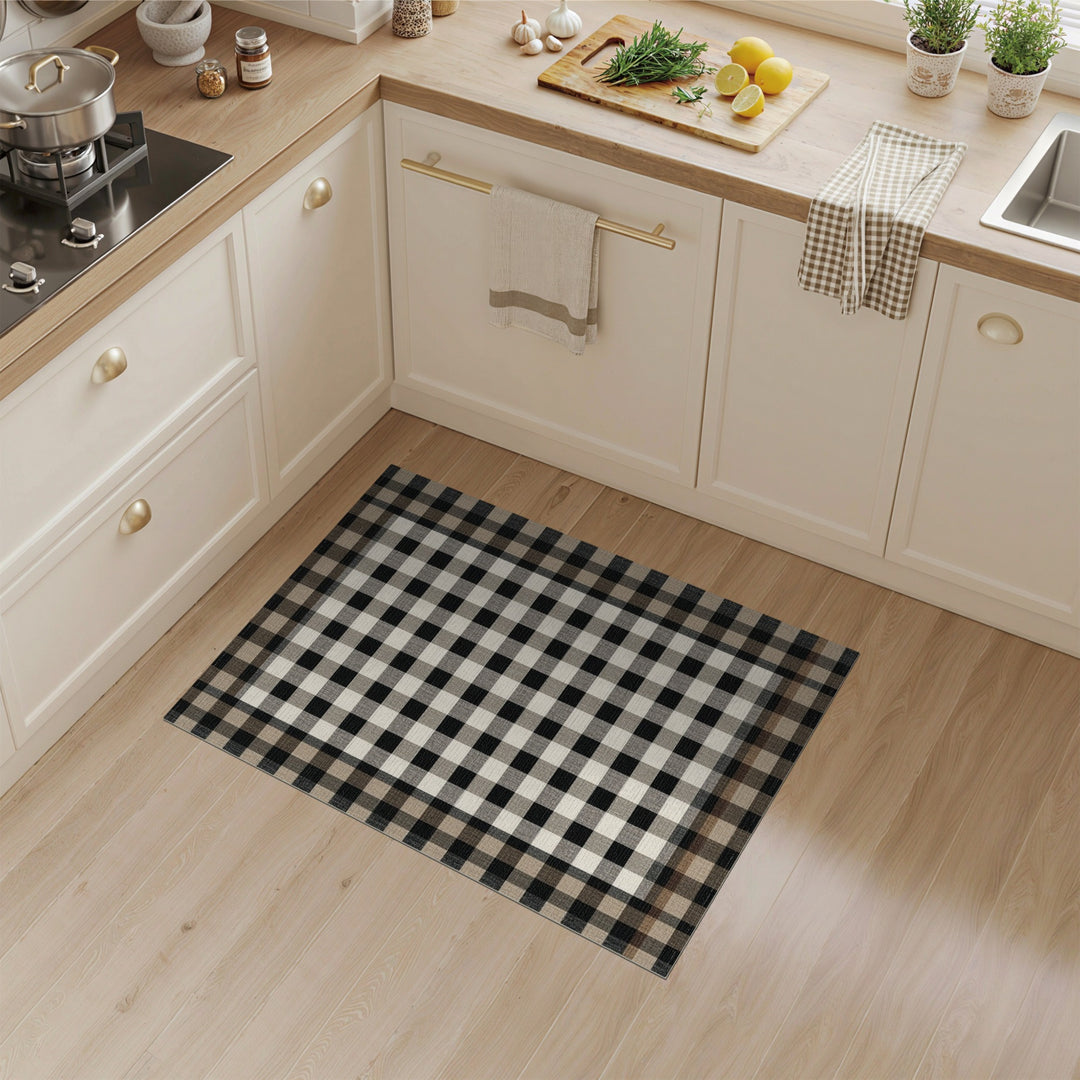 Black White Checkered Area Rug