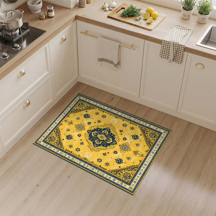 Traditional Persian Yellow Persian Medallion Area Rug