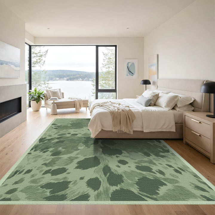 Earthy Sage Cowhide Texture Rug