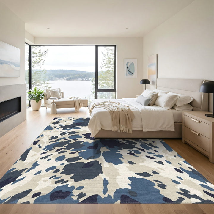 Blue Cream Camo Spots Rug