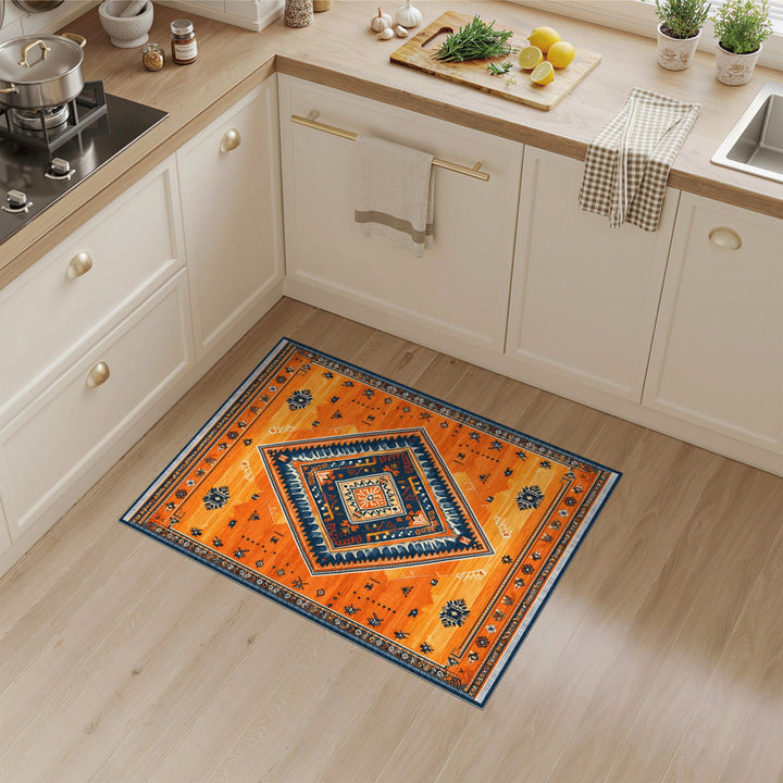 Orange Southwestern Diamond Area Rug