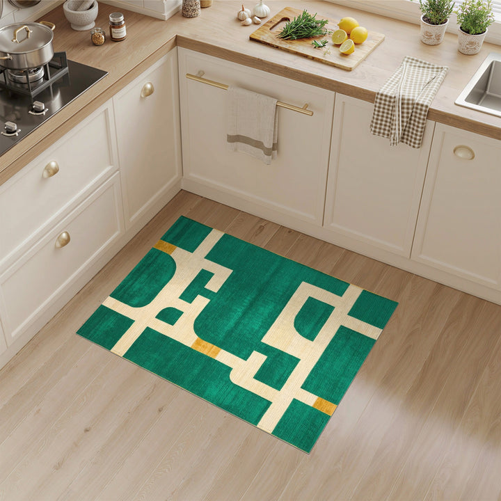 Green Geometric Modern Area Rug