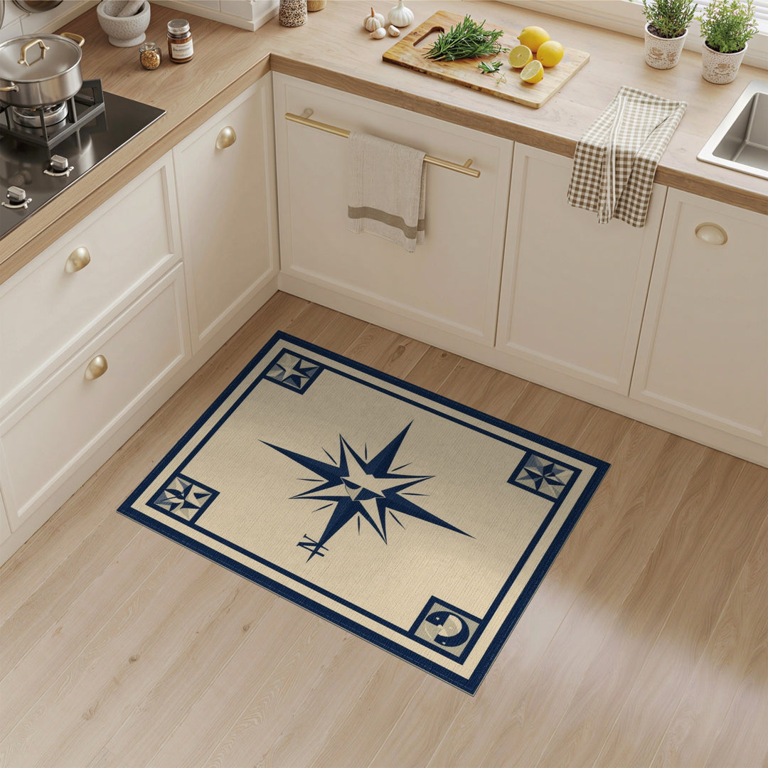 Navy Compass Star Area Rug