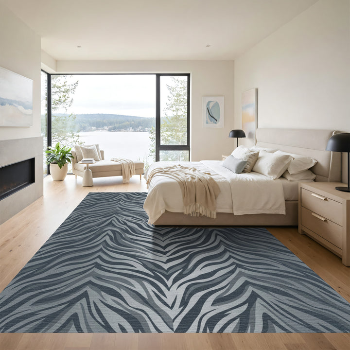 Monochrome Gray Zebra Stripes Rug