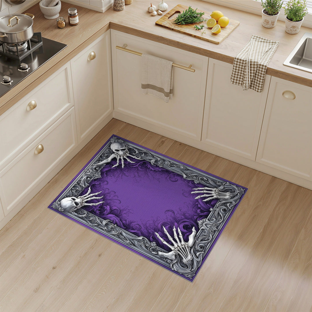 Purple Gothic Skull Skeleton Area Rug