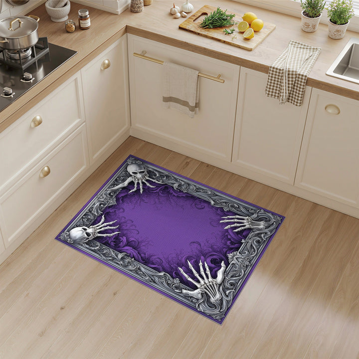 Purple Gothic Skull Skeleton Area Rug