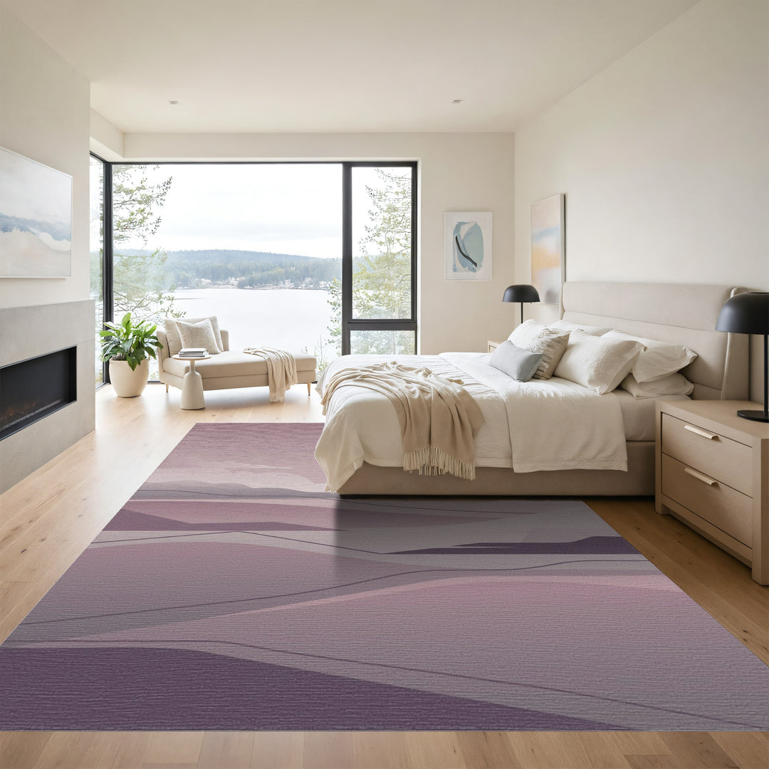 Soft Mauve Hills Abstract Landscape Rug