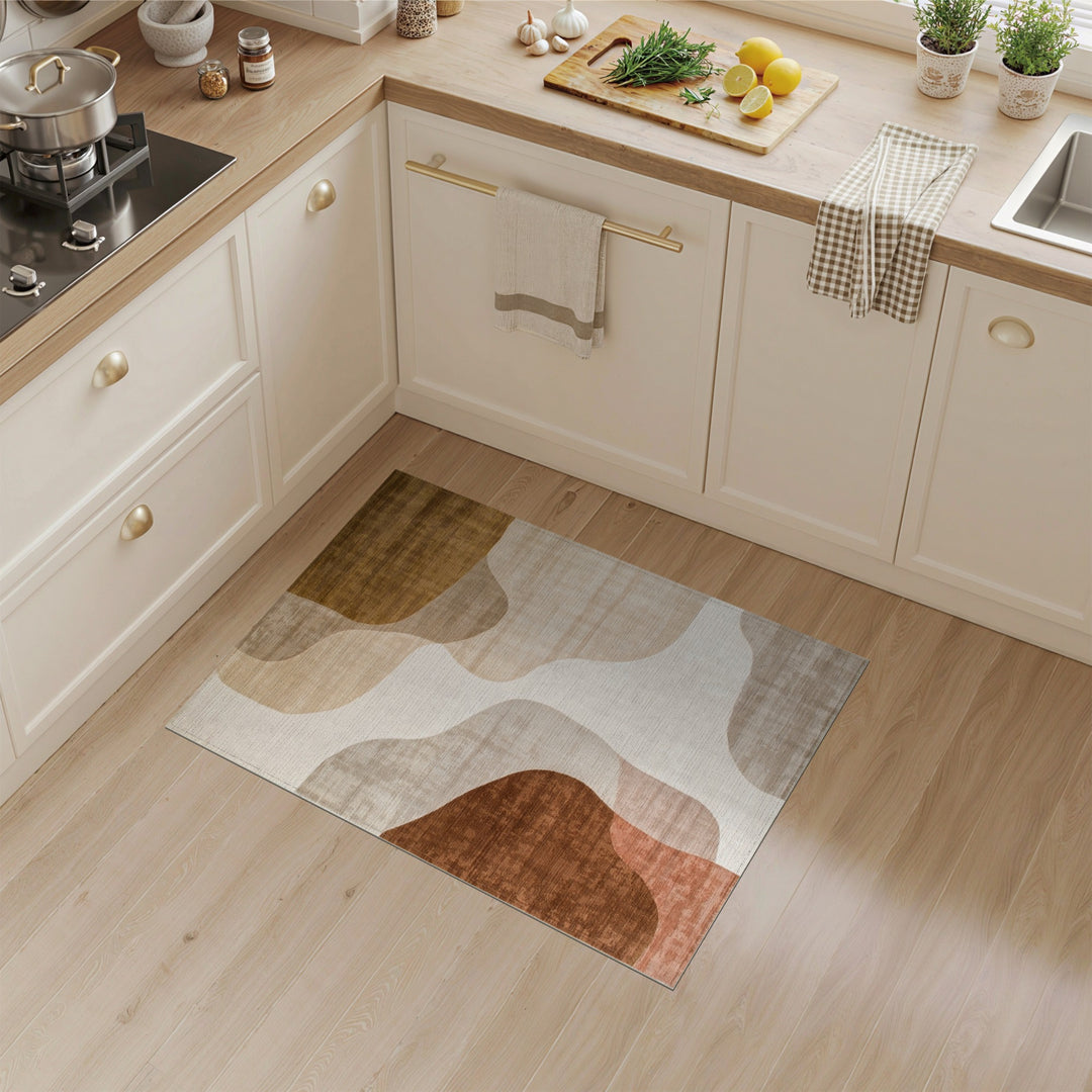 Brown and Tan Abstract Flowing Brown Area Rug