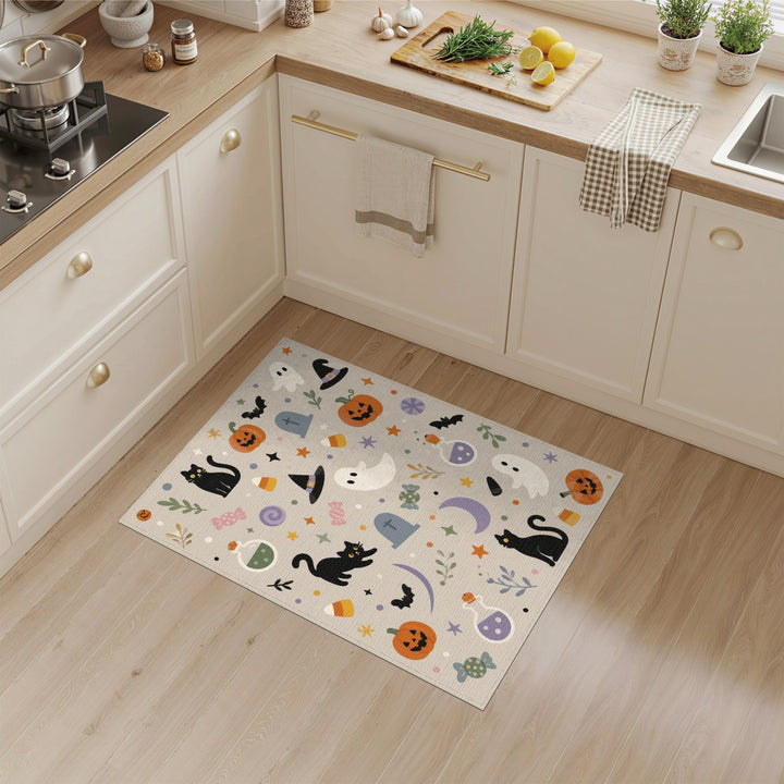 Halloween Cats Pumpkins Kids Cartoon Area Rug