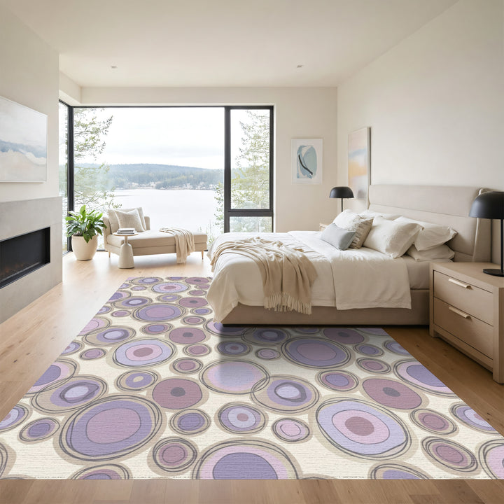 Amorphous Purple Circles Collage Rug