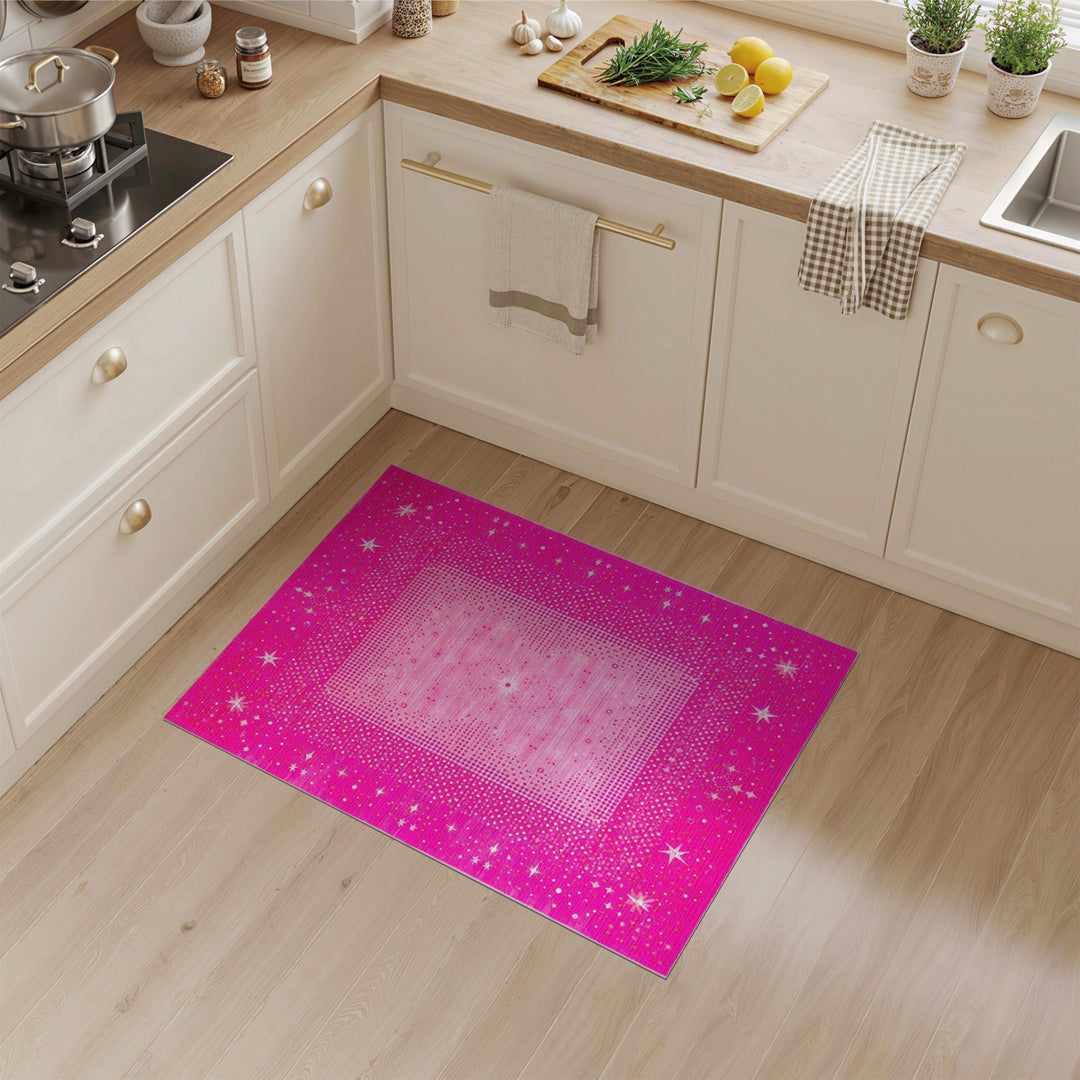 Pink Starry Geometric Area Rug