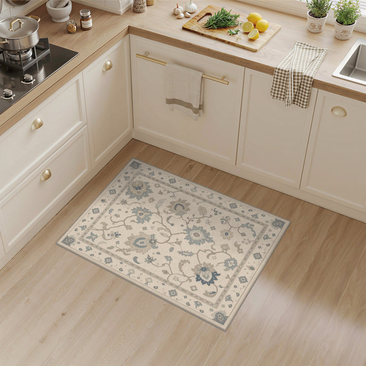 Beige Vintage Floral Vintage Area Rug