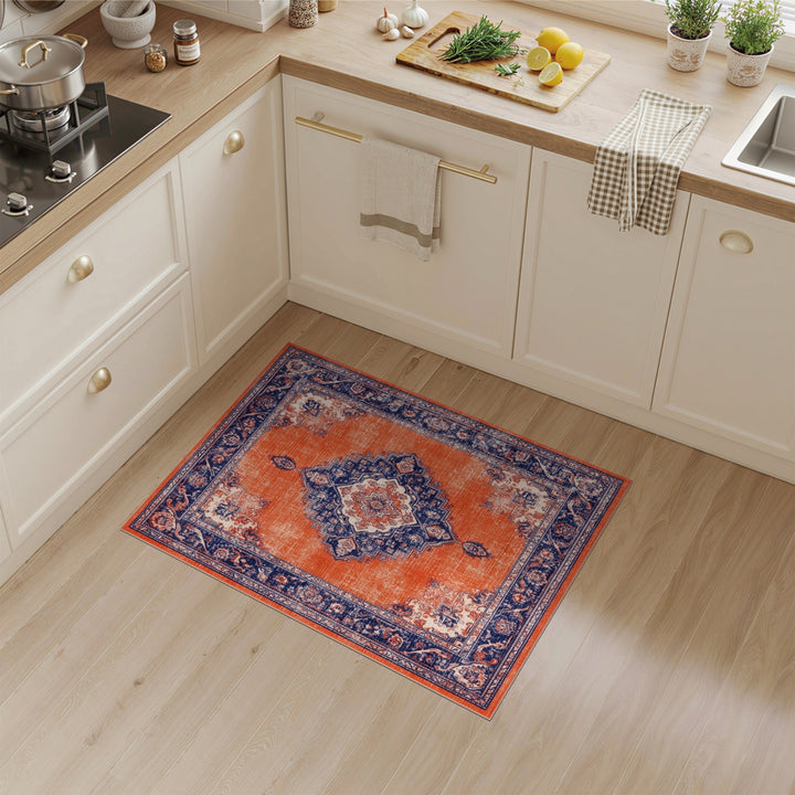 Orange Distressed Vintage Persian Area Rug