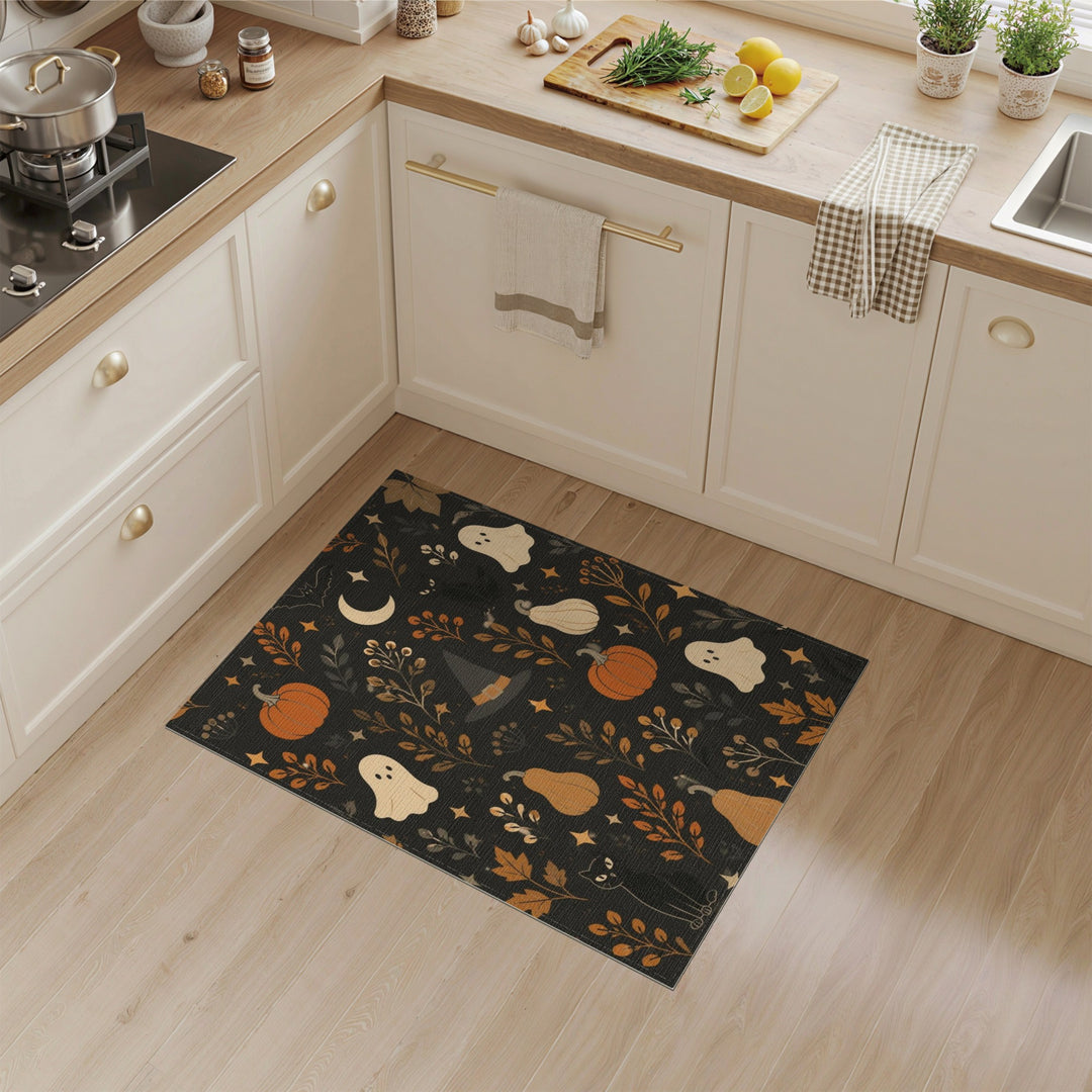 Multi-color and Patterns Halloween Pumpkin Ghost Kids Area Rug