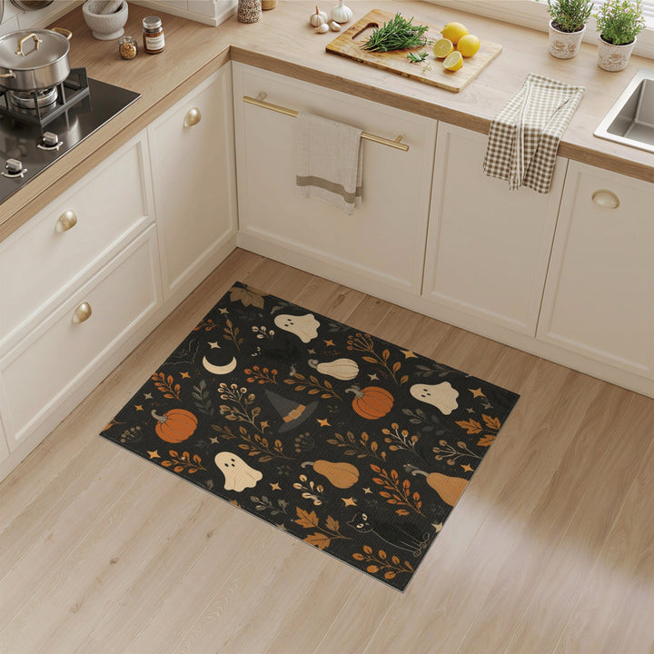 Multi-color and Patterns Halloween Pumpkin Ghost Kids Area Rug