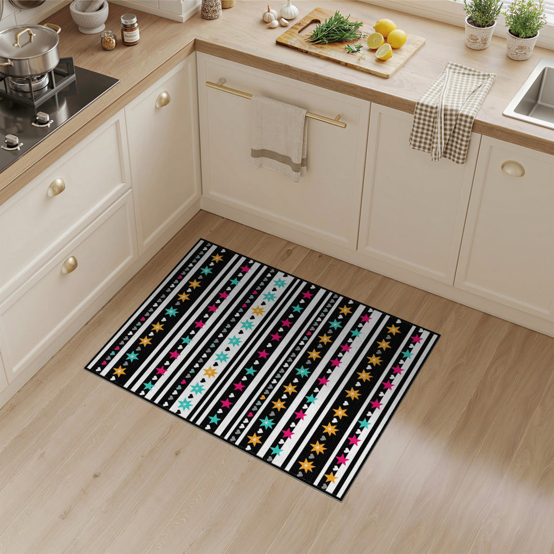 Vibrant Stars Hearts Kids Area Rug