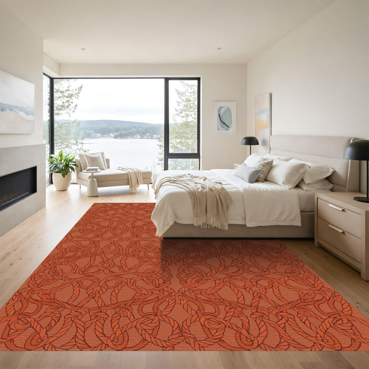 Terracotta Rope Intertwined Circles Rug