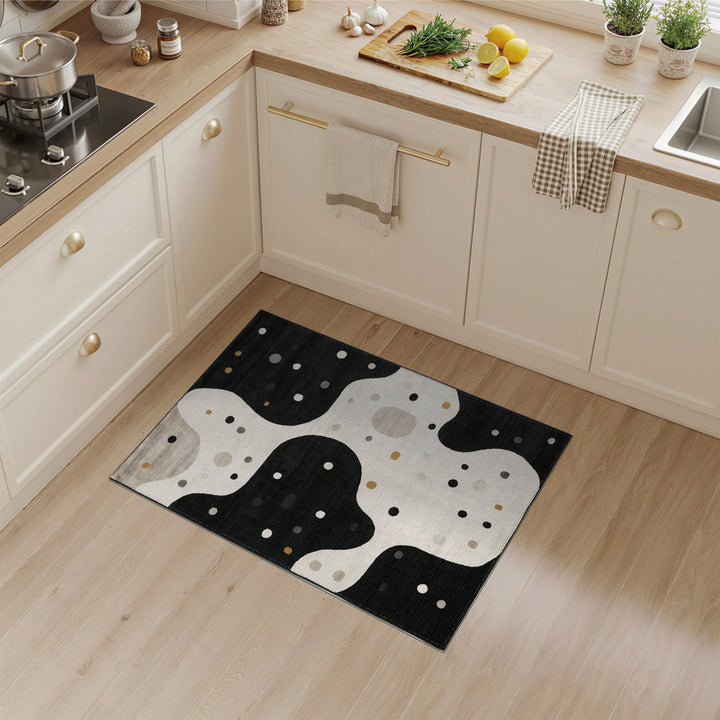 Black and White Abstract Black White Area Rug