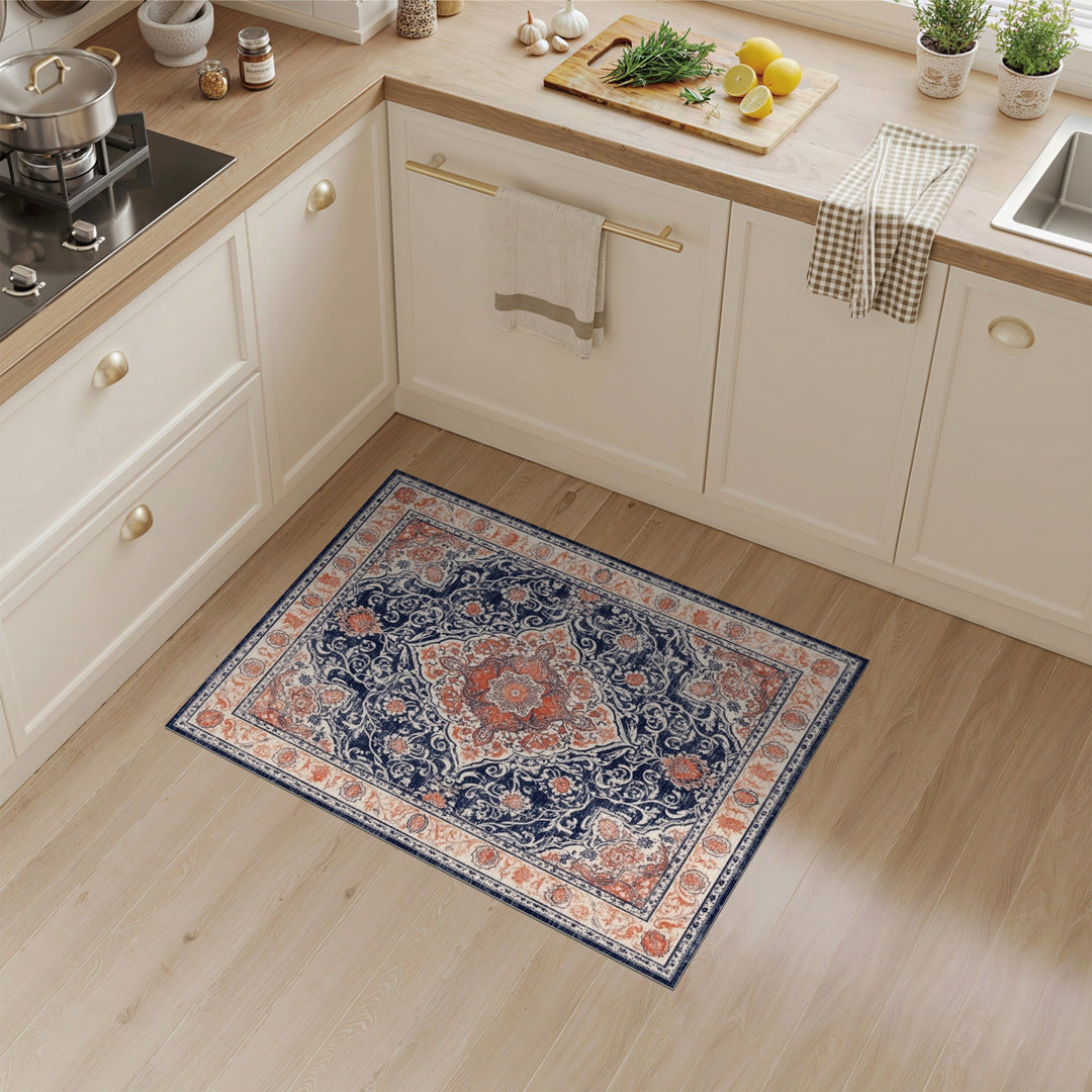 Navy Blue Persian Medallion Area Rug