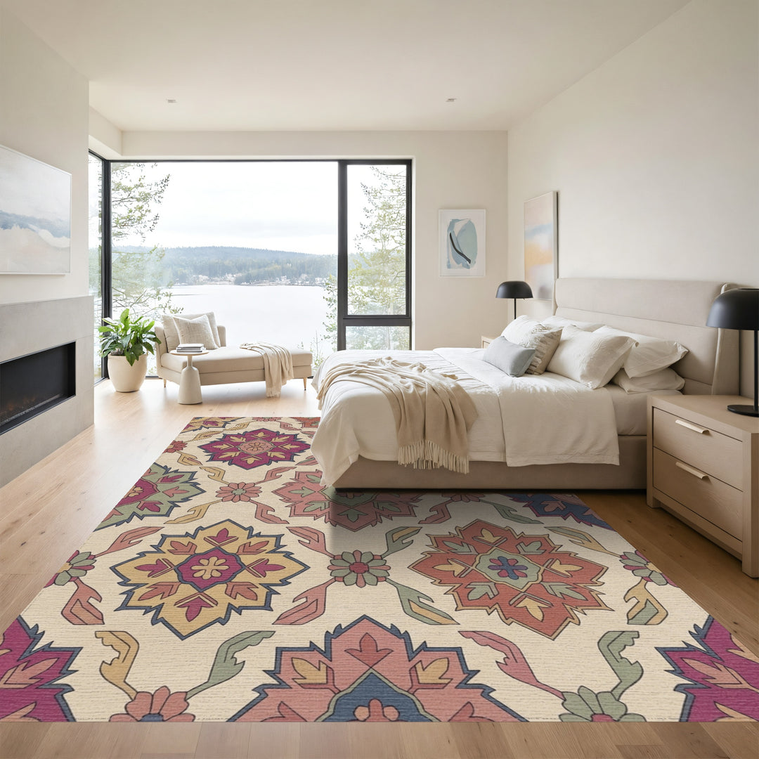Rich Jewel Tone Medallion Garden Rug