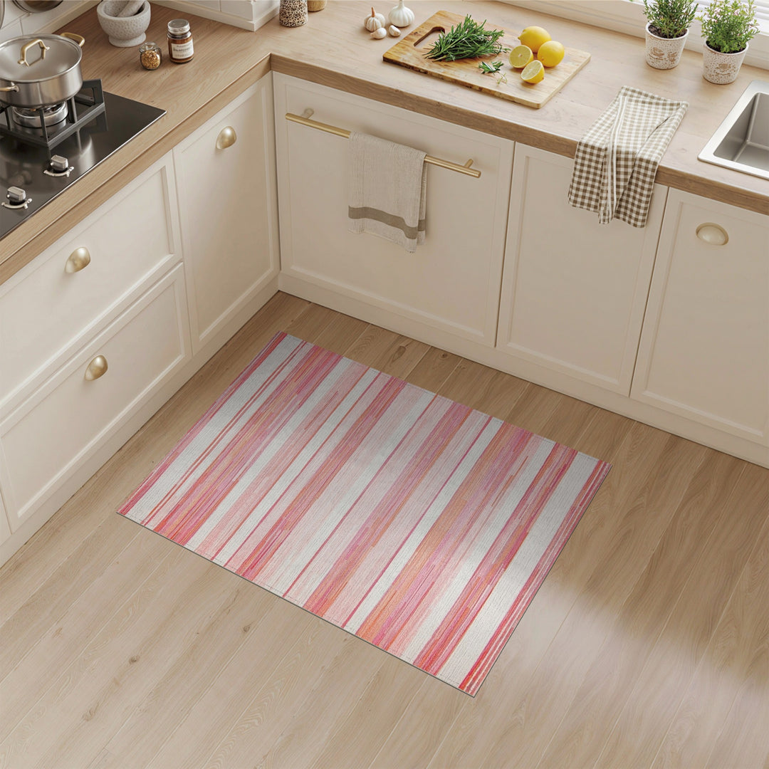 Pink Striped Geometric Pink Area Rug
