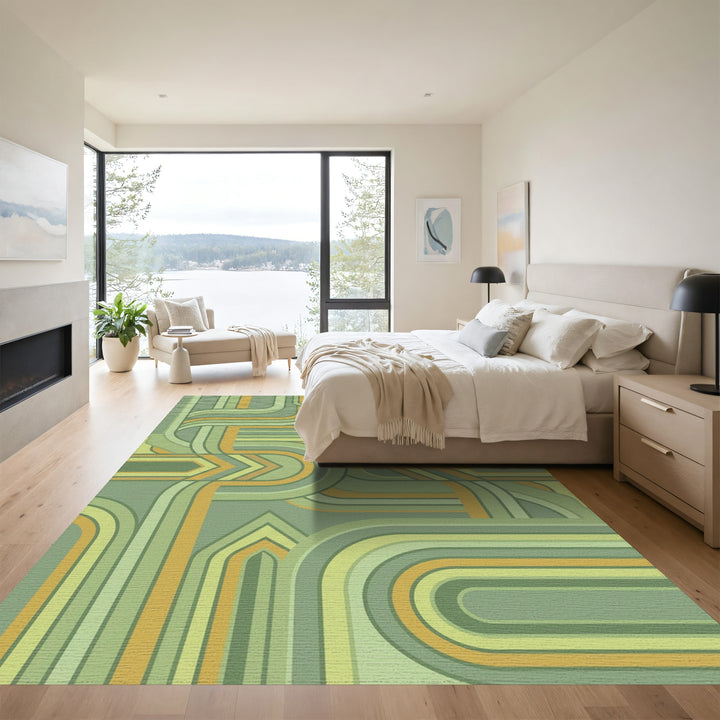 Retro Geometric Flow Rug